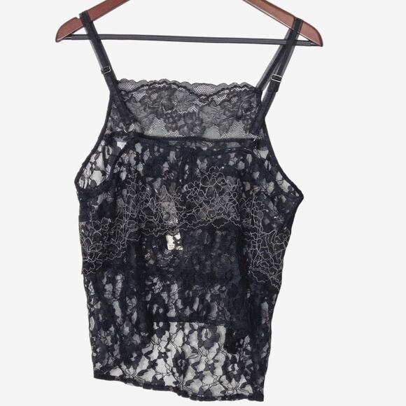 NWT Anthropologie Lace Women's Tank Top Black Sheer Size M Dark Romance - Picture 2 of 8